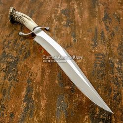 Hand Forged custom Art Bowie knife Crown Antler.