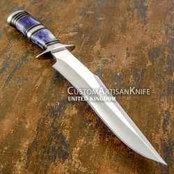Hand Crafted custom D2 Art Hunting Bowie knife Camel Bone Handle
