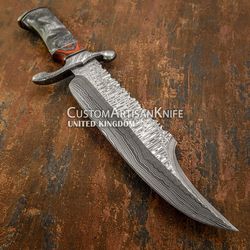 Hand Crafted custom Damascus Hunting Bowie knife Collectable And Gift