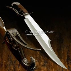 Rare XL 23" custom heavy duty bowie knife | Hand forged Damascus guard & but cap