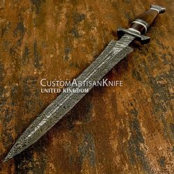 Hand Crafted custom damascus fuller dagger knife