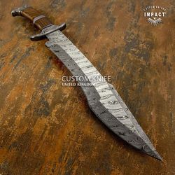 Custom Damascus steel Bowie knife.