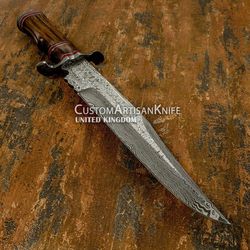 Hand Forged custom Damascus Steel Bowie knife.