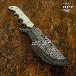 Hand Made custom Damascus Full Tang Hunting Survival Bowie Knife