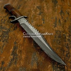 Hand made Damascus Fighter Bowie Knife