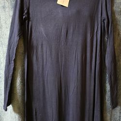 blue long sleeve midi dress