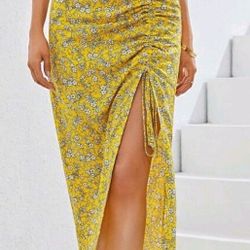 Skirt Sewing Pattern PDF XS-XXXL Drawstring Skirt, side slit, midi lenght, Woman download template