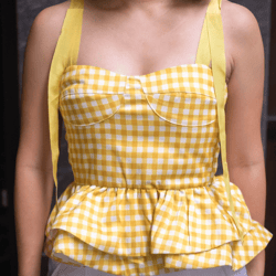 Peplum Top Sewing Pattern,Wide Straps Blouse, XS-XL, sleeveless blouse, ruffle hem