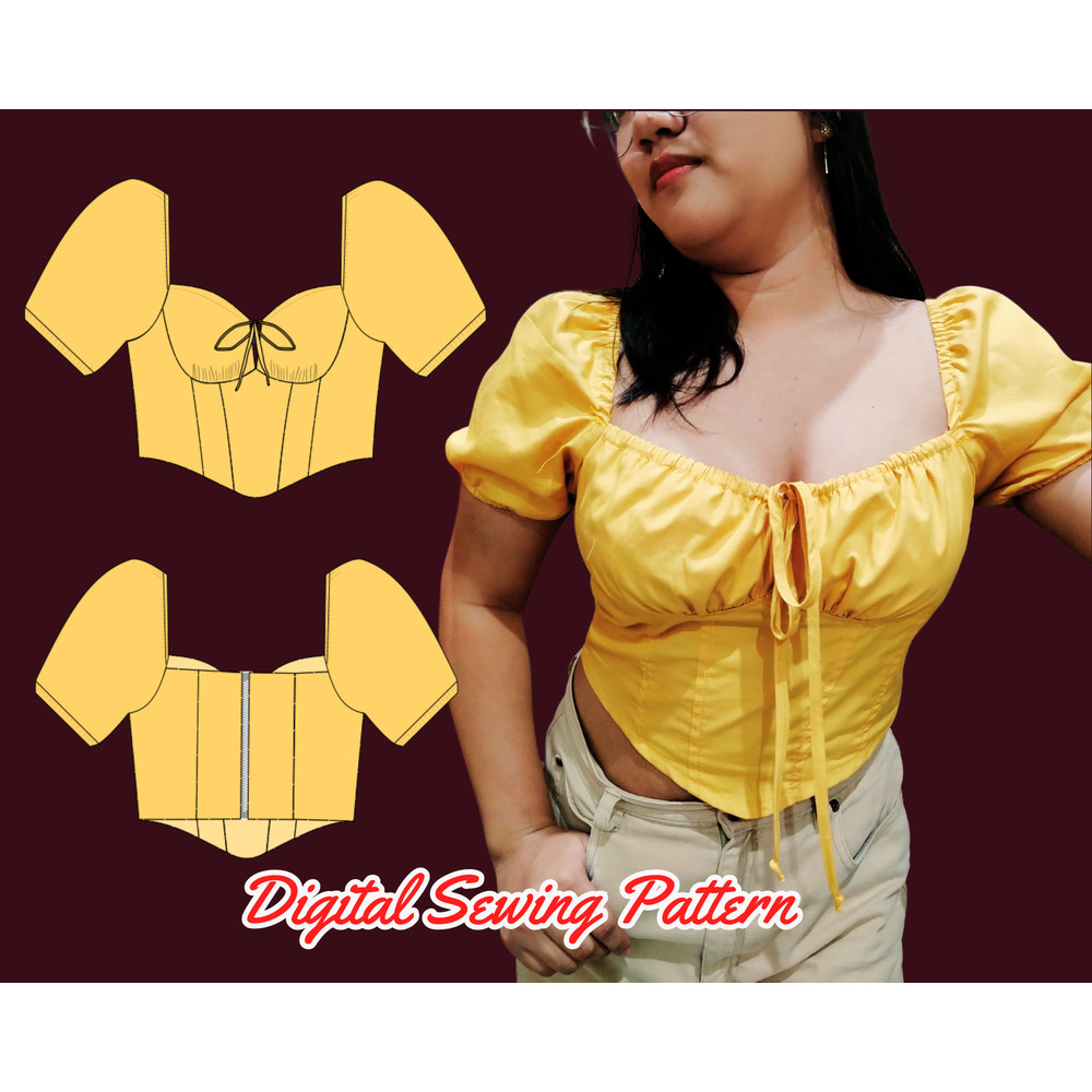 Tie Front Top Sewing Pattern Woman Top Zipper Back  XS4XL PDF Template Easy To Sew 2