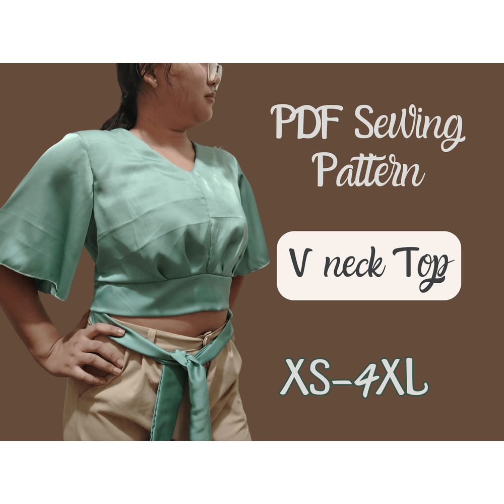 Blouse Crop Top Pattern Butterfly Sleeve Top PDF Pattern Xs4XL No Zipper Blouse Easy To Sew Top 7