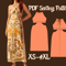 Dress Pattern Halter Neck Sleeveless Dress PDF XS4XL Hollow Side Aline Dress Sewing Pattern 0
