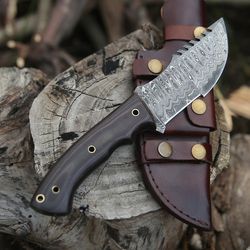 Custom Made Black Micarta Hunting Knife - Damascus Steel Camping Bushcraft Knife - Birthday Gifts, Anniversary Gifts