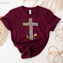 christian easter collection floral cross shirts for women, family outfits, kids tshirts & gifts