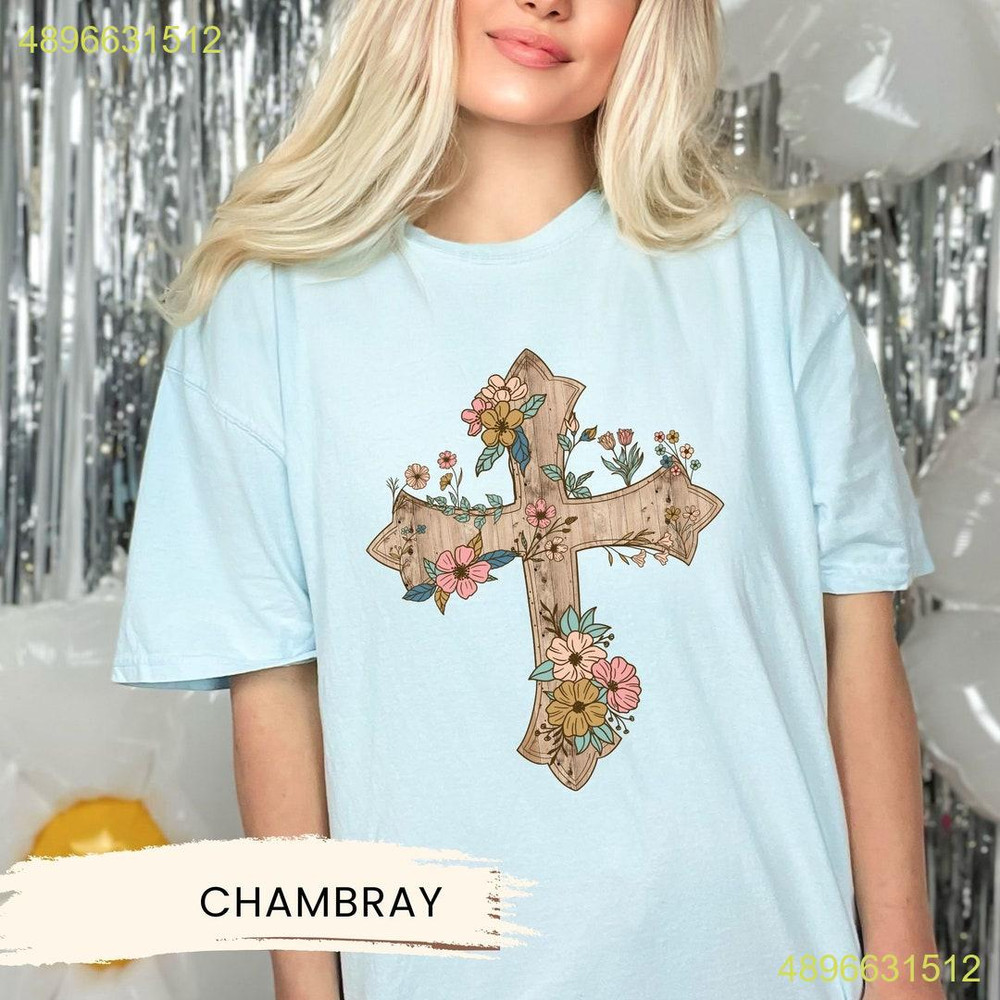 Christian Easter Cross Shirt Collection for Jesus Lovers Retro, Wooden Cross, & Boho Floral Options.jpg