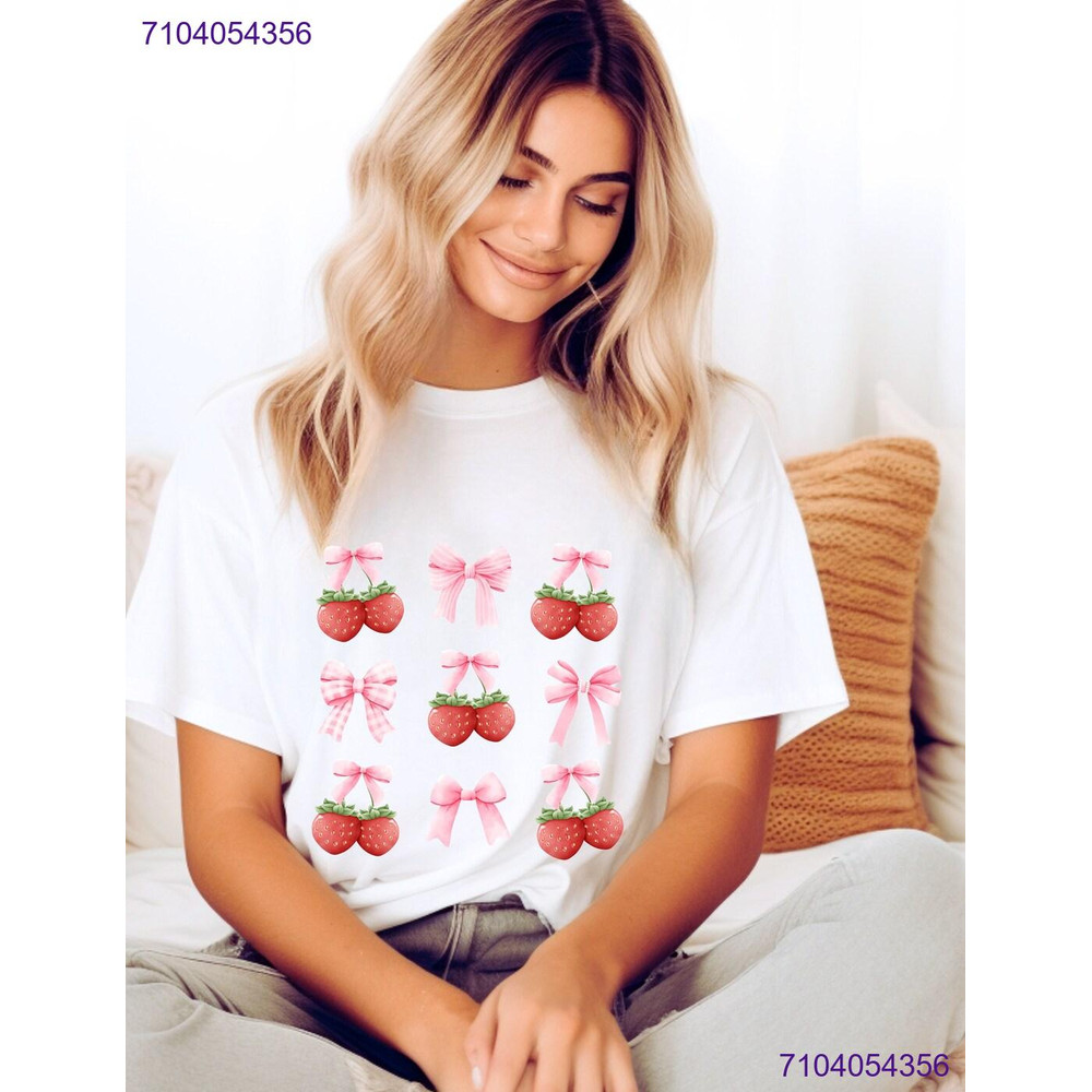 Coquette Strawberry Collection T-Shirt, Bow Shirt, Top, Clothes, Ribbon - Copy.jpg