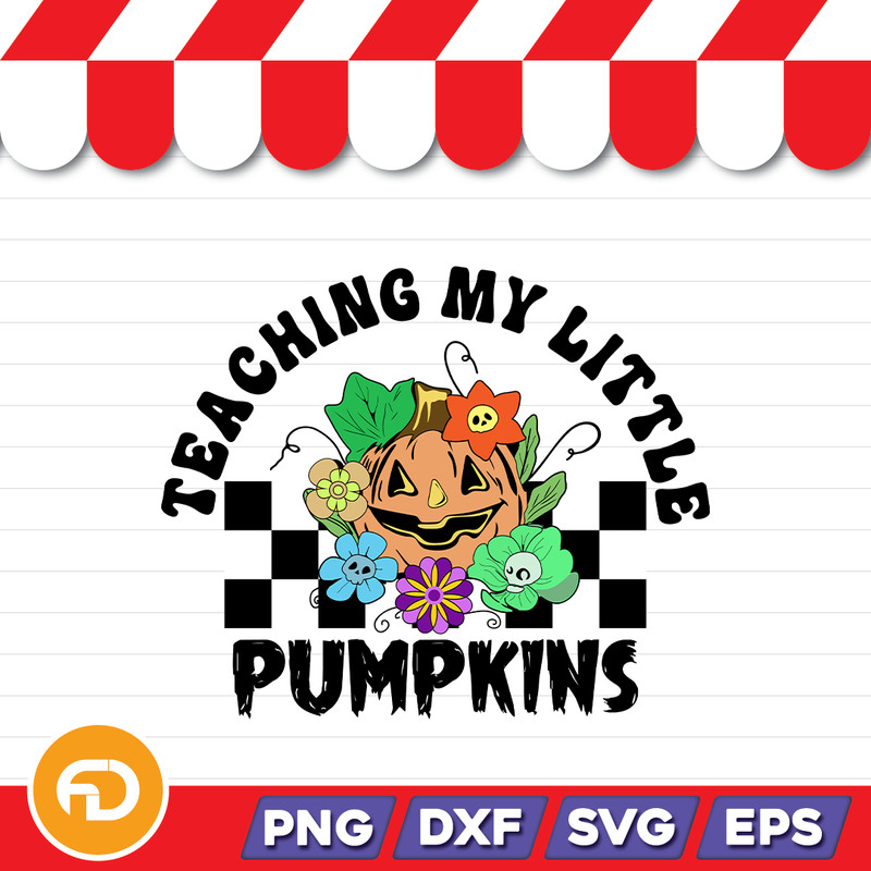 Teaching My Little Pumpkins SVG PNG EPS DXF Digital Download 0