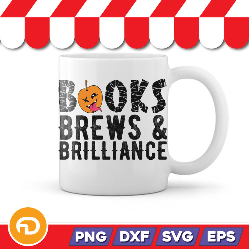 Books Brew And Brilliance SVG PNG EPS DXF Digital Download 1