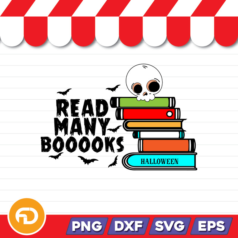 Read Many Booooks SVG PNG EPS DXF Digital Download 0