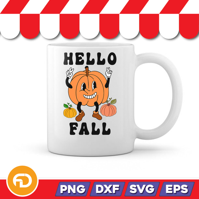 Hello Fall SVG PNG EPS DXF Digital Download 1