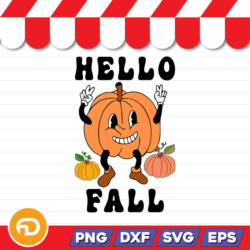 Hello Fall SVG PNG EPS DXF Digital Download 0