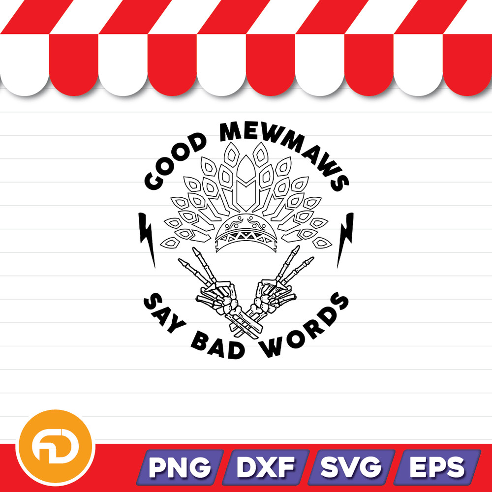 Good Mewmaws Say Bad Words Skull Hand04 Svg Png Eps Dxf Digital Download