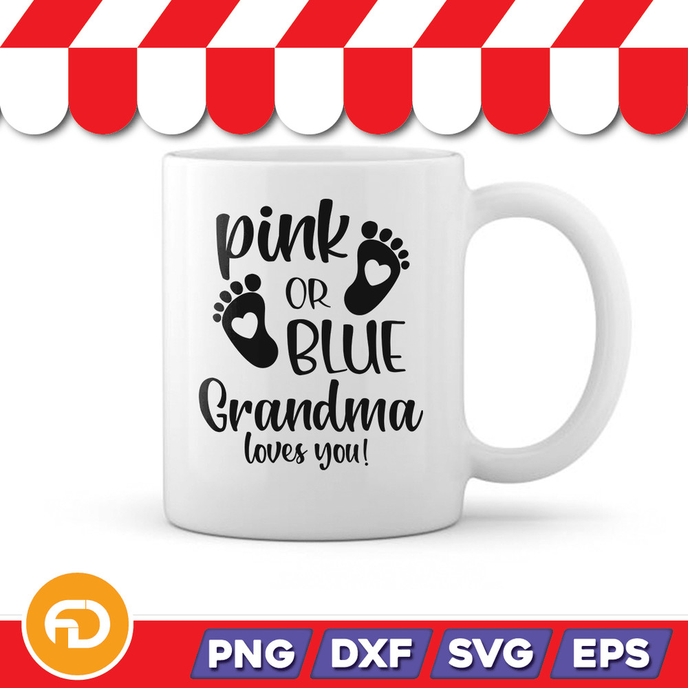 PINK AND BLUE GRANDMA LOVES YOU Svg Png Eps Dxf Digital Download