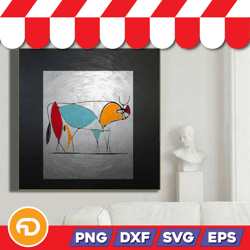 pablo picasso poster & cow painting picasso le taureau svg, png, eps, dxf digital download
