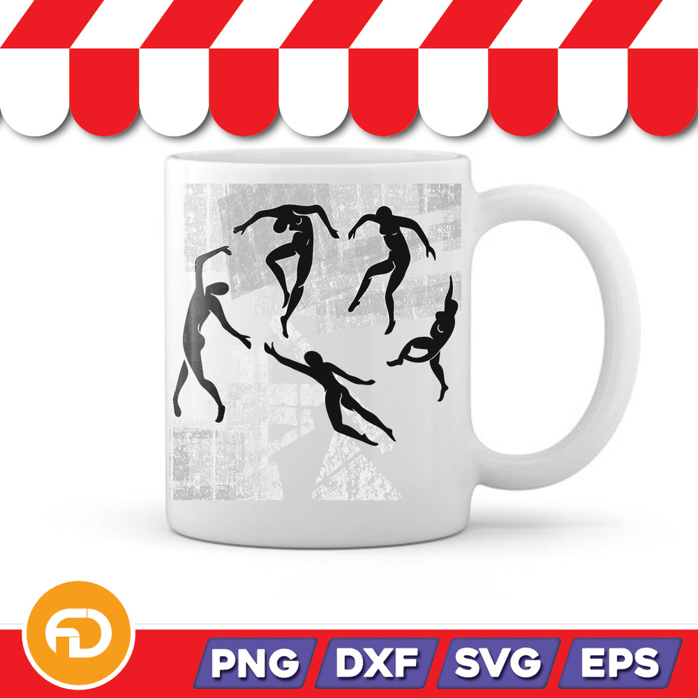 Dancers in Various Poses a Set of Black and White Illustrations Svg Png Eps Dxf Digital Download