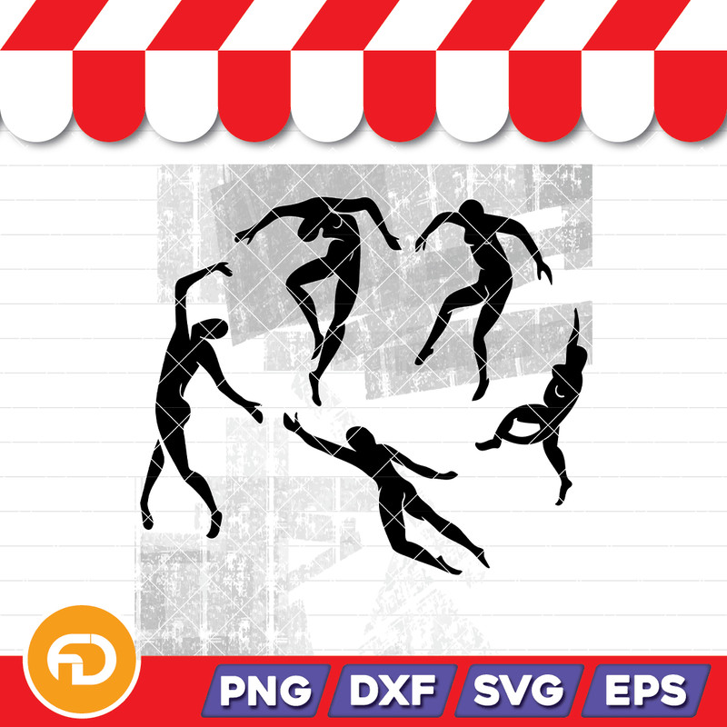 Dancers in Various Poses a Set of Black and White Illustrations Svg Png Eps Dxf Digital Download