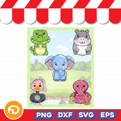 cute kawai animal drawings easy for kids (2) svg, png, eps, dxf digital download