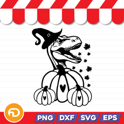 halloween dinosaur with pumpkin svg, png, eps, dxf digital download