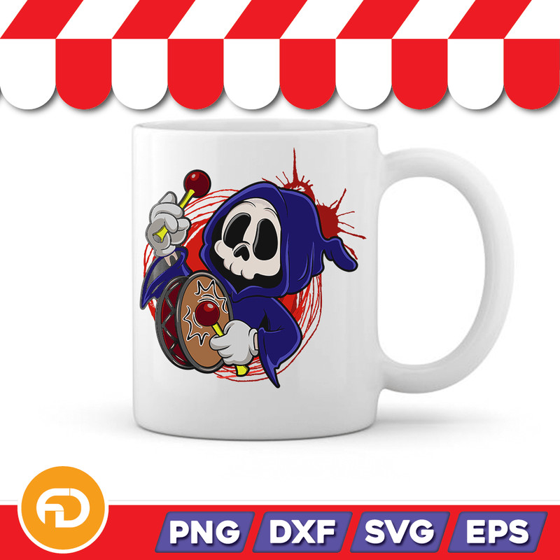 Rubber Hose Art Grim Reaper Death Stoner Skull Svg Png Eps Dxf Digital Download