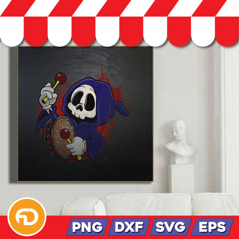 Rubber Hose Art Grim Reaper Death Stoner Skull Svg Png Eps Dxf Digital Download