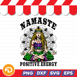 possitive energy hippie woman yoga svg, png, eps, dxf digital download
