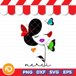 merci abstract girls butterfly t-shirt svg, png, eps, dxf digital download