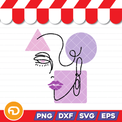 minimalist abstract face geometric one line drawing svg, png, eps, dxf digital download