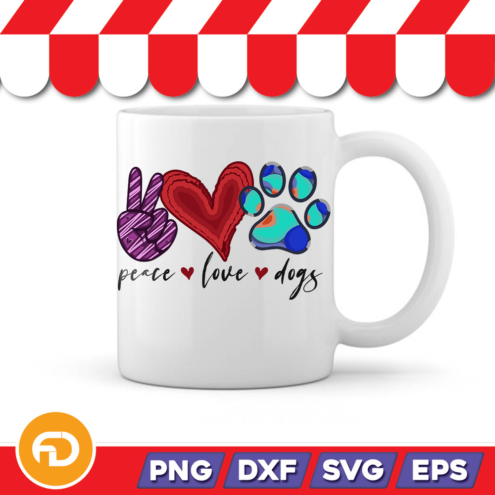 Peace Love Dog Svg Png Eps Dxf Digital Download