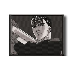 angry ninja : kokushibo embroidery design,demon slayer embroidery designs, anime embroidery, machine embroidery design