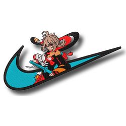 ninja nike girl : kokushibo embroidery design,demon slayer embroidery designs,anime embroidery, machine embroidery