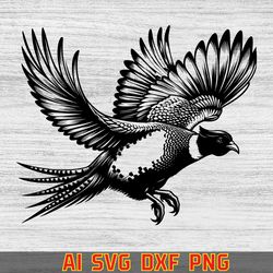 pheasant svg , pheasant vector, vector , dxf,laser ,screen ,silhouette , unique pheasant art , crafts ,cut file,