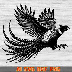 pheasant svg designe,unique pheasant art , crafts ,cut file, pheasant silhouette