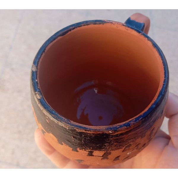 Handmade  Moroccan Clay Cup adorned with traditional tar fpaint.JPG