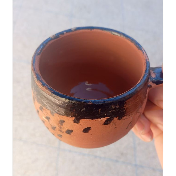Handmade Moroccan Clay Cup adorned with traditional tar paidnt.JPG