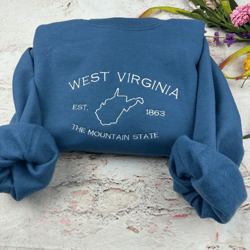 West Virginia Embroidered Crewneck Sweatshirt- Gift for Mom, Mother's day, Sweatshirt for Mom, Sweatshirt for mom
