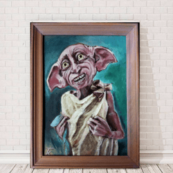 Dobby Oil painting in frame 21x15 cm.
