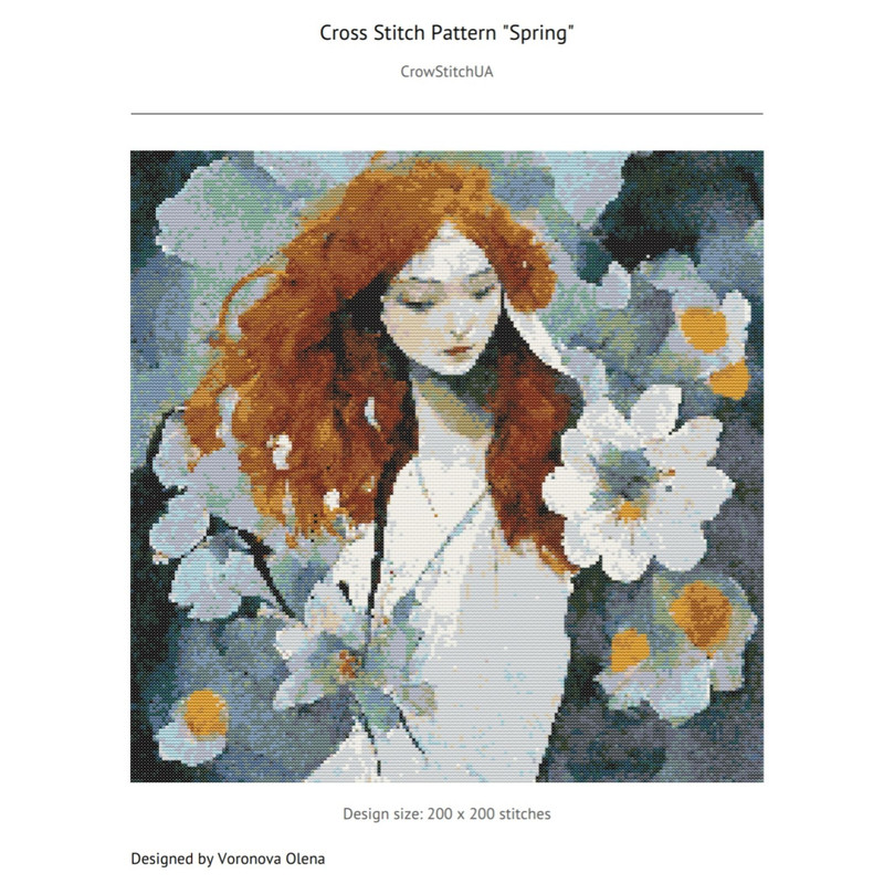 Counted Cross Stitch Pattern PDF  Spring Blossom  Easy XStitch Chart 4