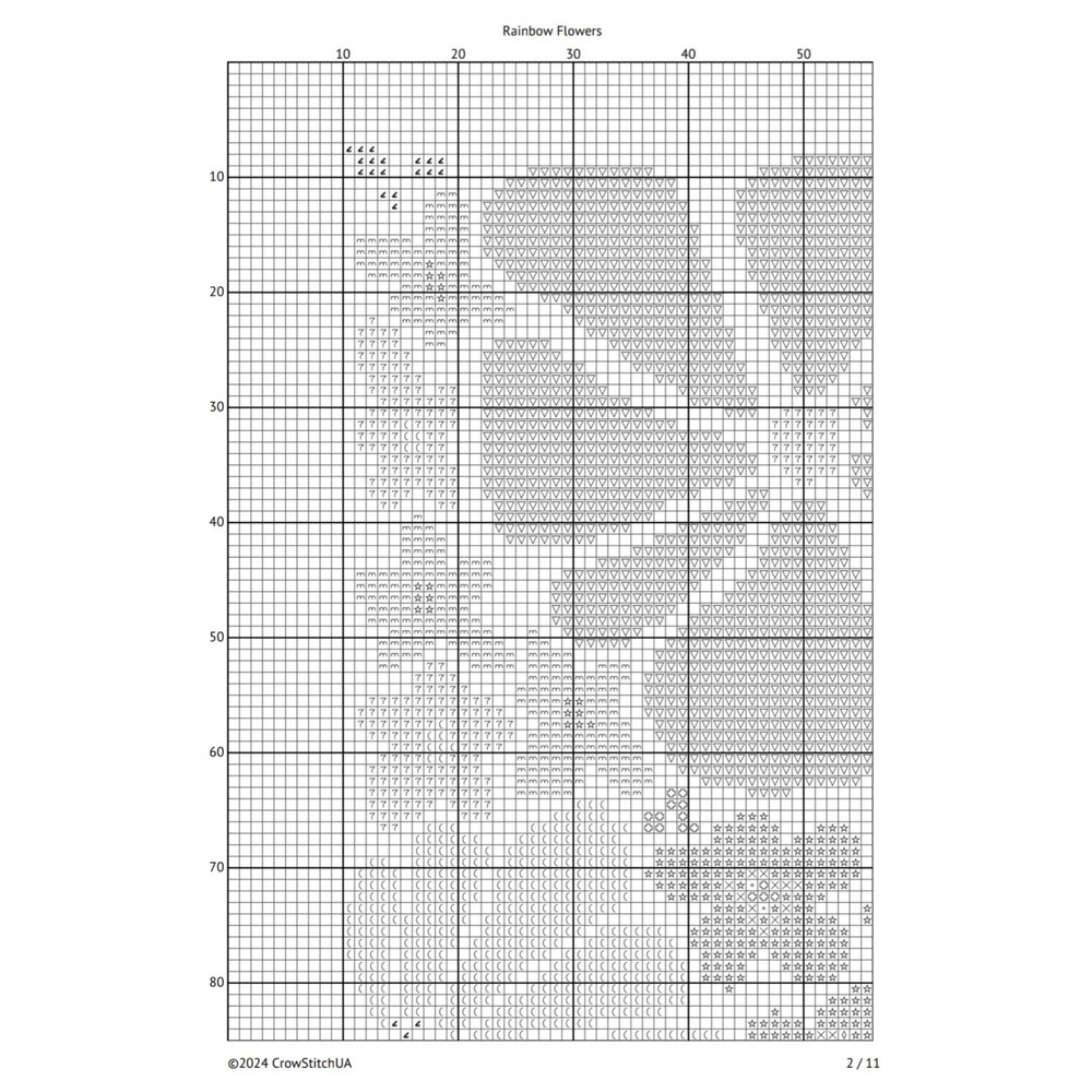 Counted Cross Stitch Pattern PDF  Modern Flower Design  Easy XStitch Chart 1