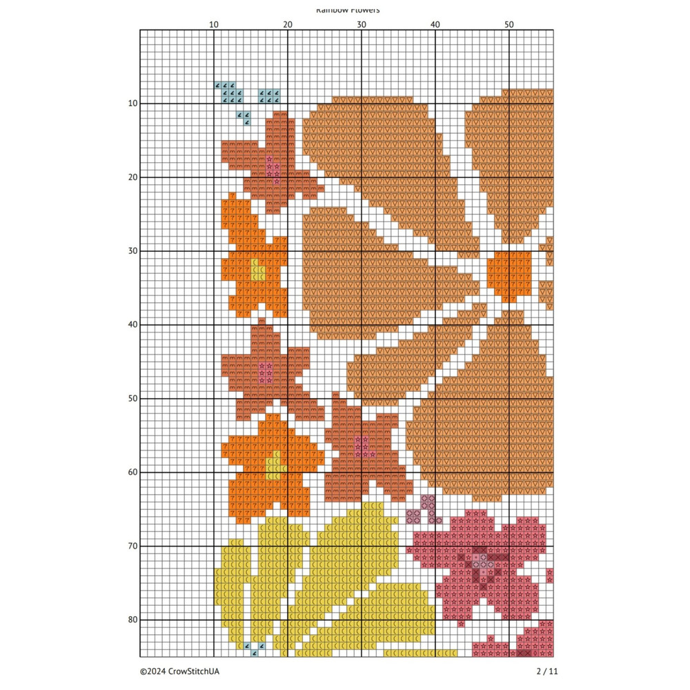 Counted Cross Stitch Pattern PDF  Modern Flower Design  Easy XStitch Chart 2