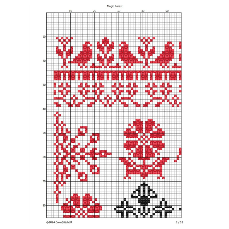 Counted Cross Stitch Pattern PDF  Classic Forest Magic Design  Easy XStitch Chart 1