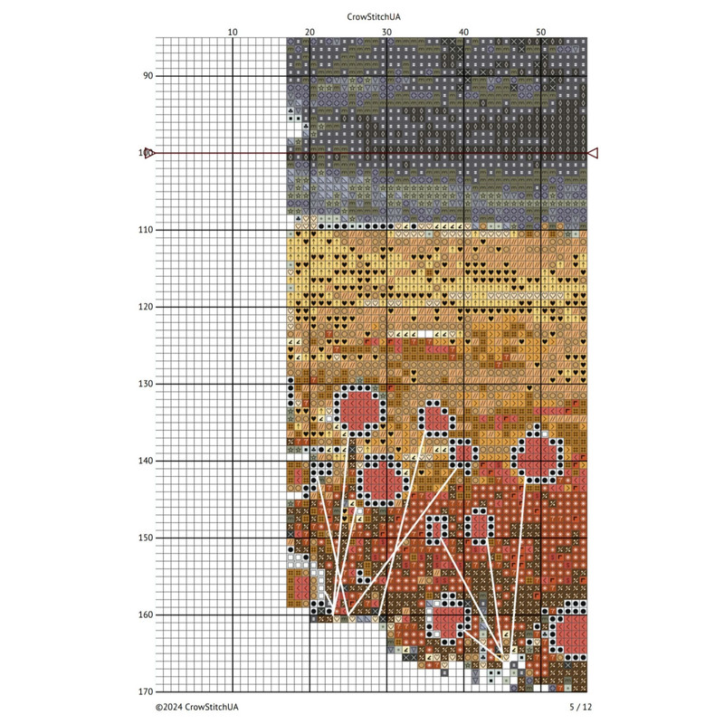 Counted Cross Stitch Pattern PDF Landscape House Mountain Easy XStitch Chart 1